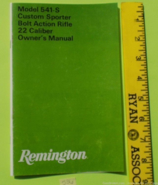 Remington Model 541-S Custom Sporter Rifle .22 Caliber Manual (536)-img-2