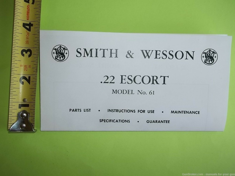 SMITH AND WESSON .22 S & W ESCORT MODEL No. 61 PISTOL MANUAL (531)-img-4