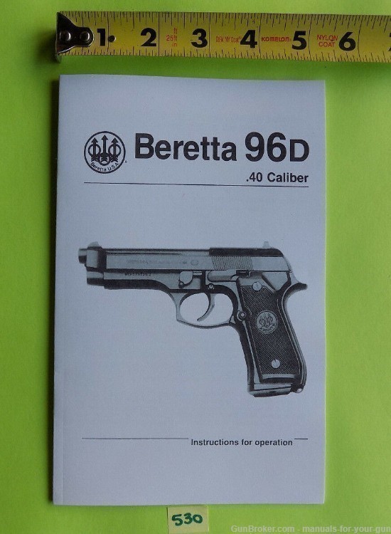 Beretta 96D .40 Caliber Pistol OWNERS MANUAL date 01/91 (530)-img-1