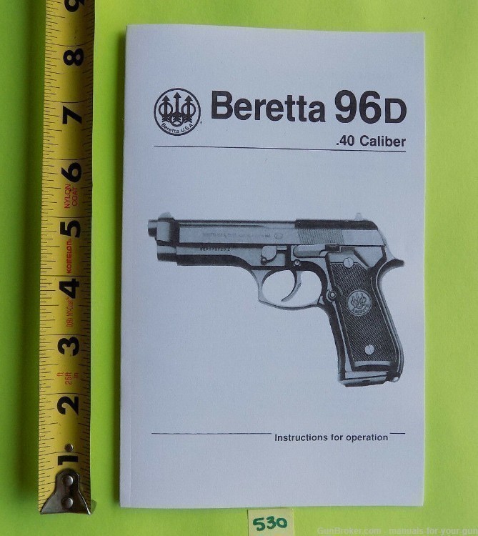 Beretta 96D .40 Caliber Pistol OWNERS MANUAL date 01/91 (530)-img-2