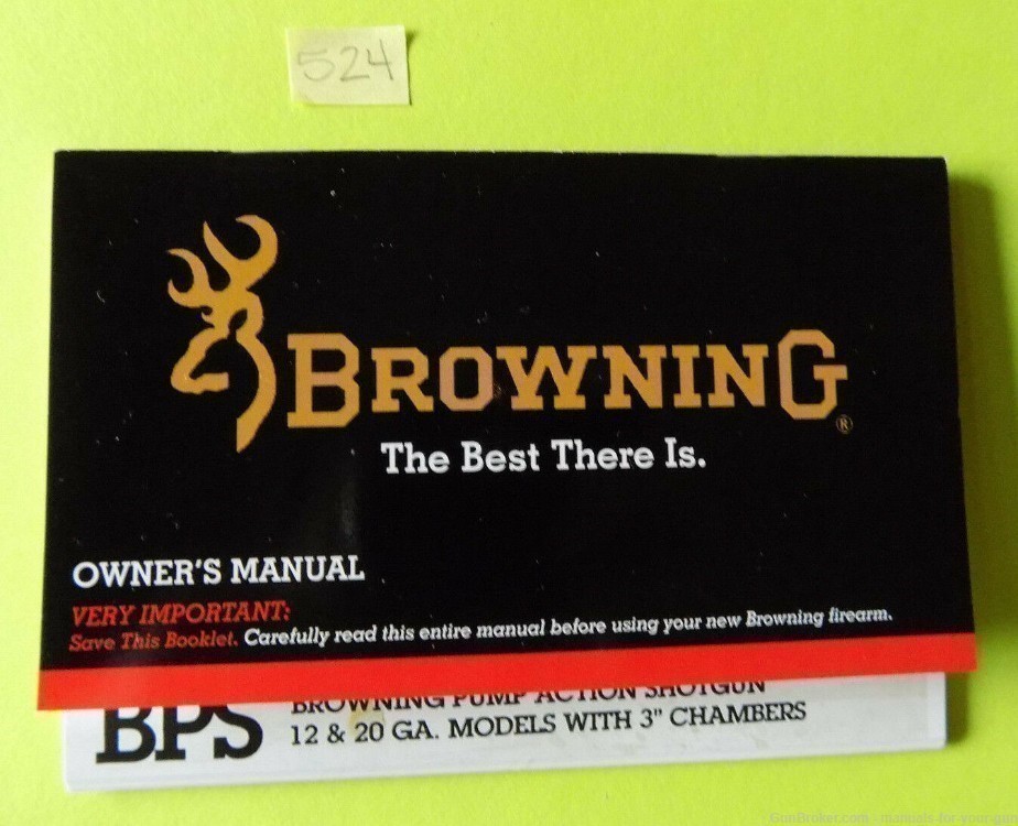 Browning 3" Chambered BPS Pump Action Shotgun 12 & 20 Gauge Manual (524)-img-0