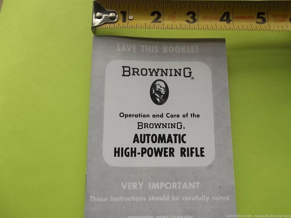 BROWNING AUTOMATIC HIGH POWER RIFLE OWNERS MANUAL (515)-img-1