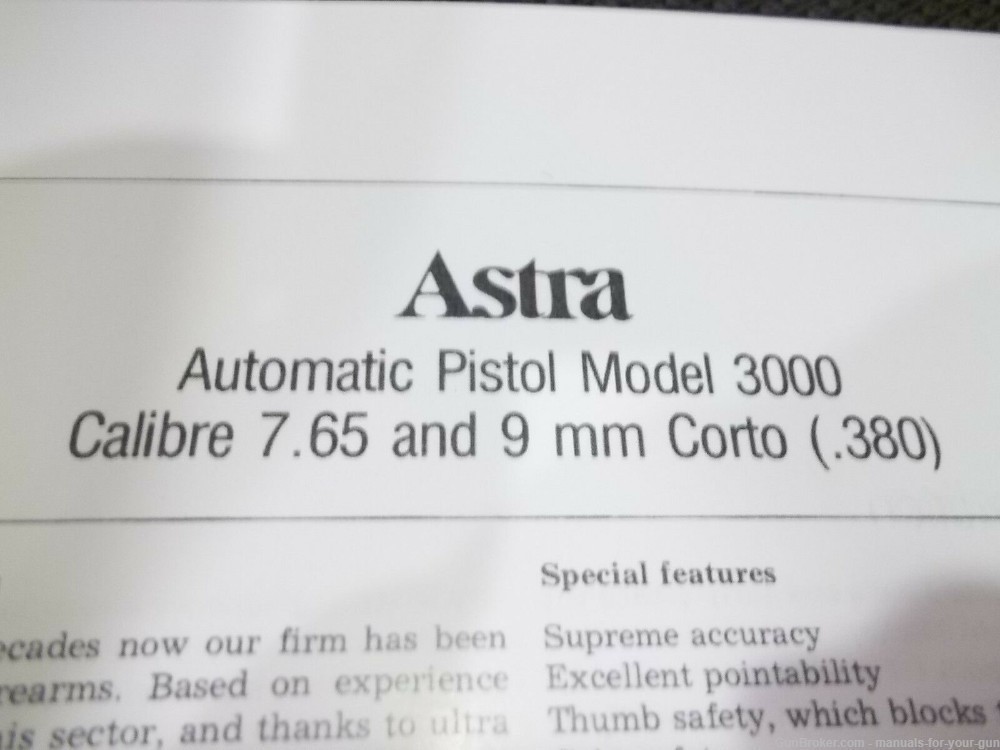 ASTRA 3000 SEMI-AUTO PISTOL MANUAL (501)-img-1