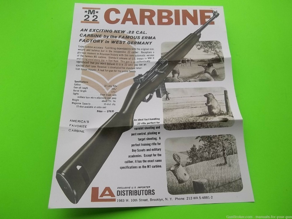 (Erma) M-1 L.A. Distributors 22 Caliber Carbine Manual (417)-img-1