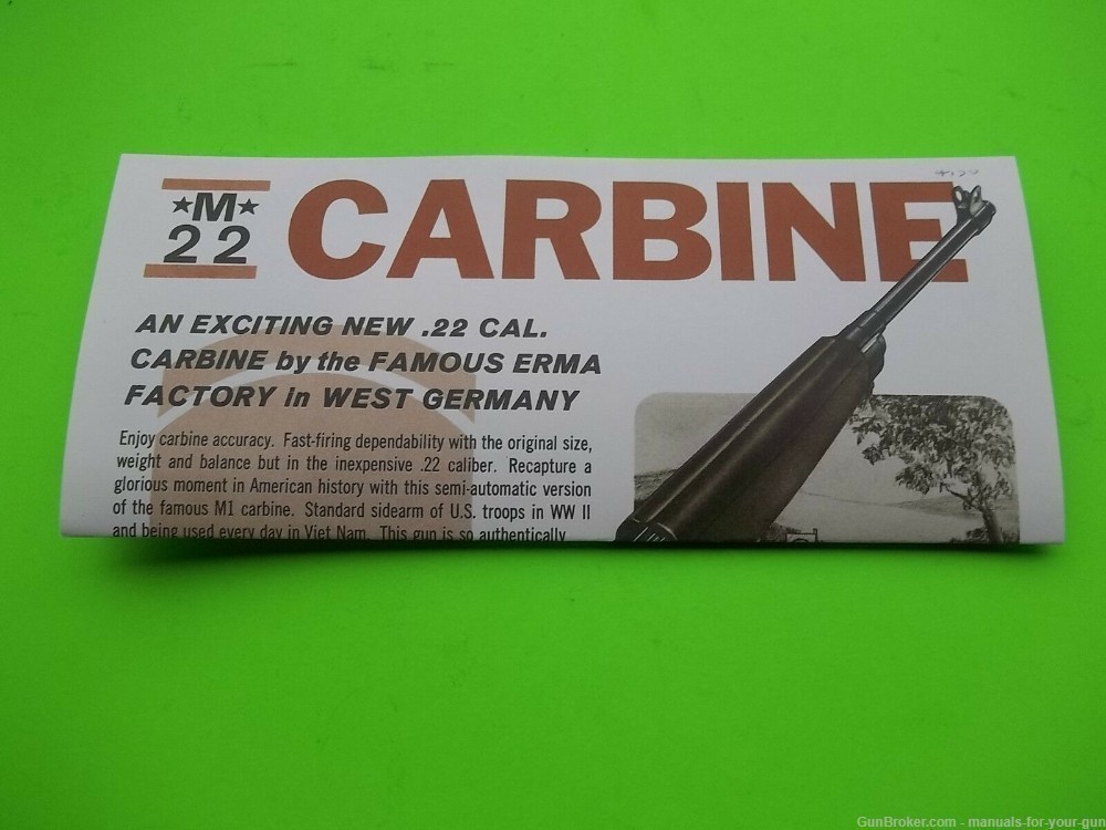 (Erma) M-1 L.A. Distributors 22 Caliber Carbine Manual (417)-img-0