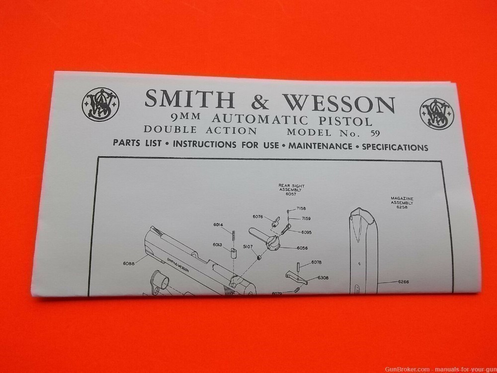 SMITH & WESSON 9MM DOUBLE ACTION SEMI-AUTO MODEL 59 PISTOL MANUAL (411)-img-0