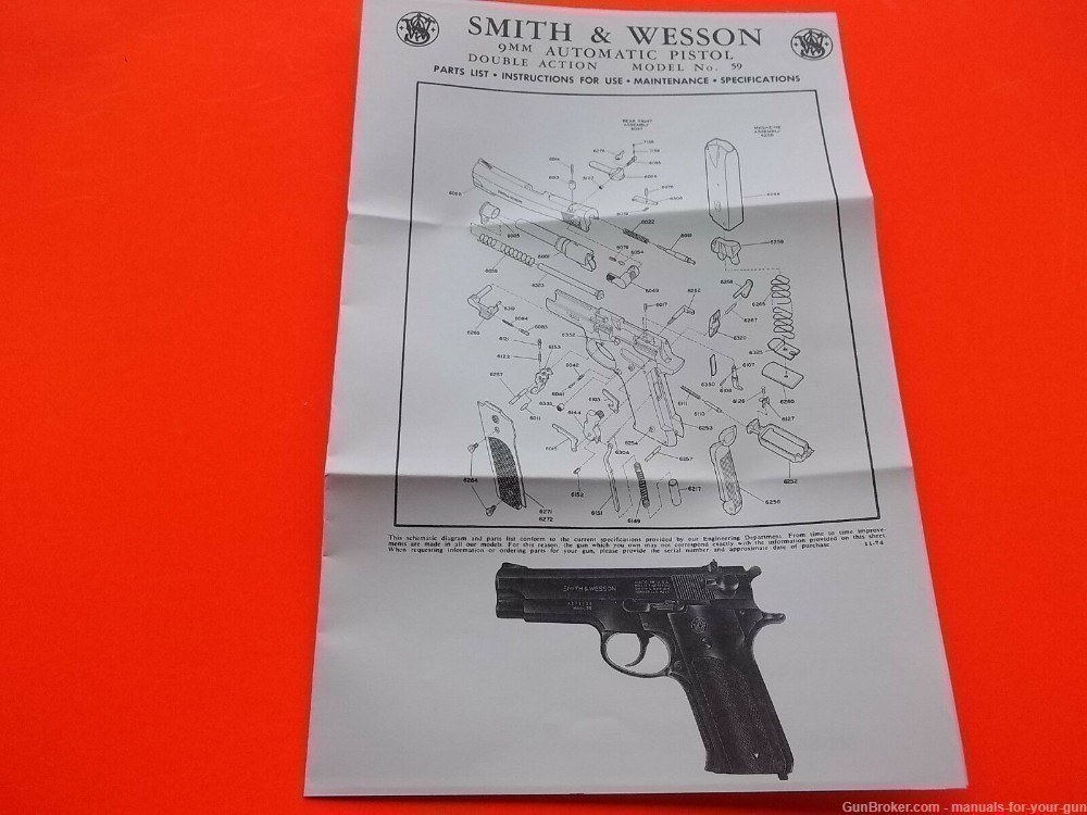 SMITH & WESSON 9MM DOUBLE ACTION SEMI-AUTO MODEL 59 PISTOL MANUAL (411)-img-2