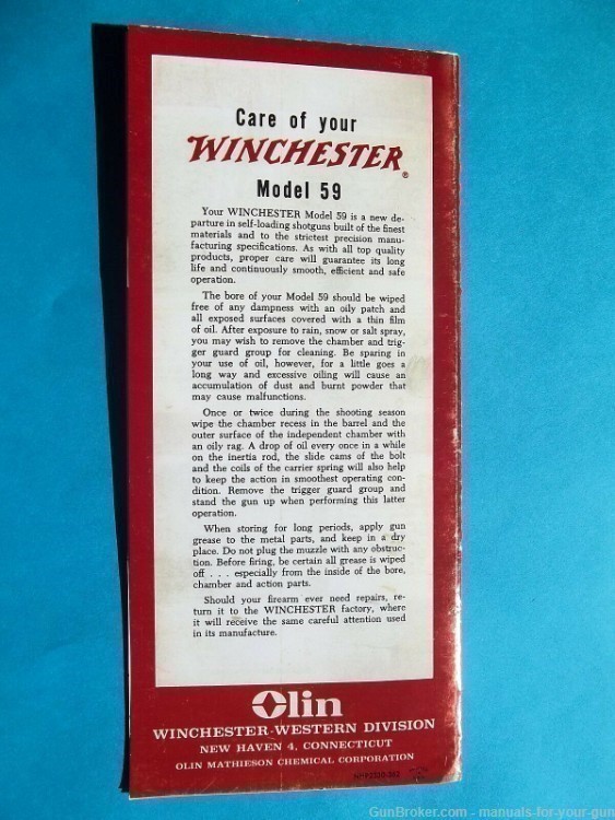 WINCHESTER MODEL 59 SEMI-AUTO SHOTGUN OWNERS INSTRUCTIONS MANUAL (378)-img-1
