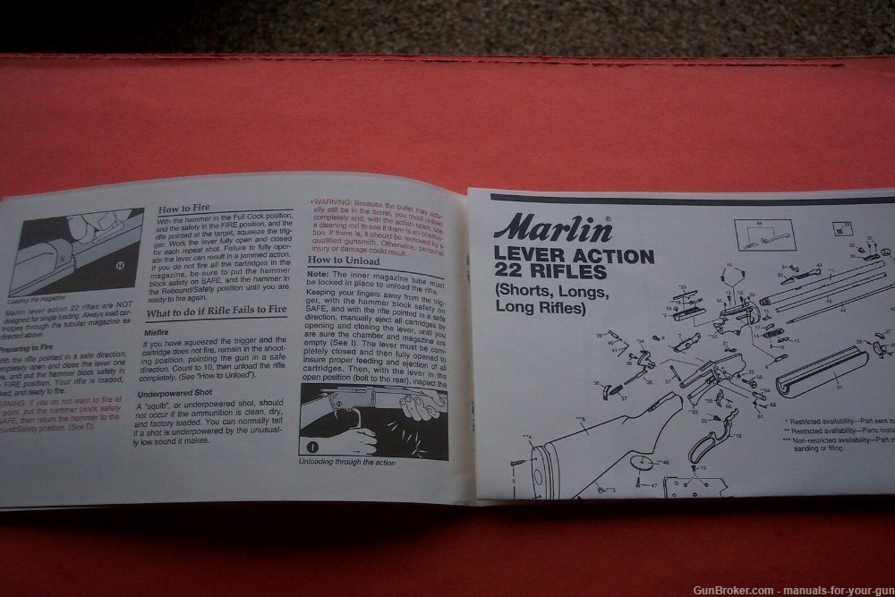 MARLIN LEVER ACTION 22 Caliber RIFLE OWNER'S MANUAL (356)-img-2