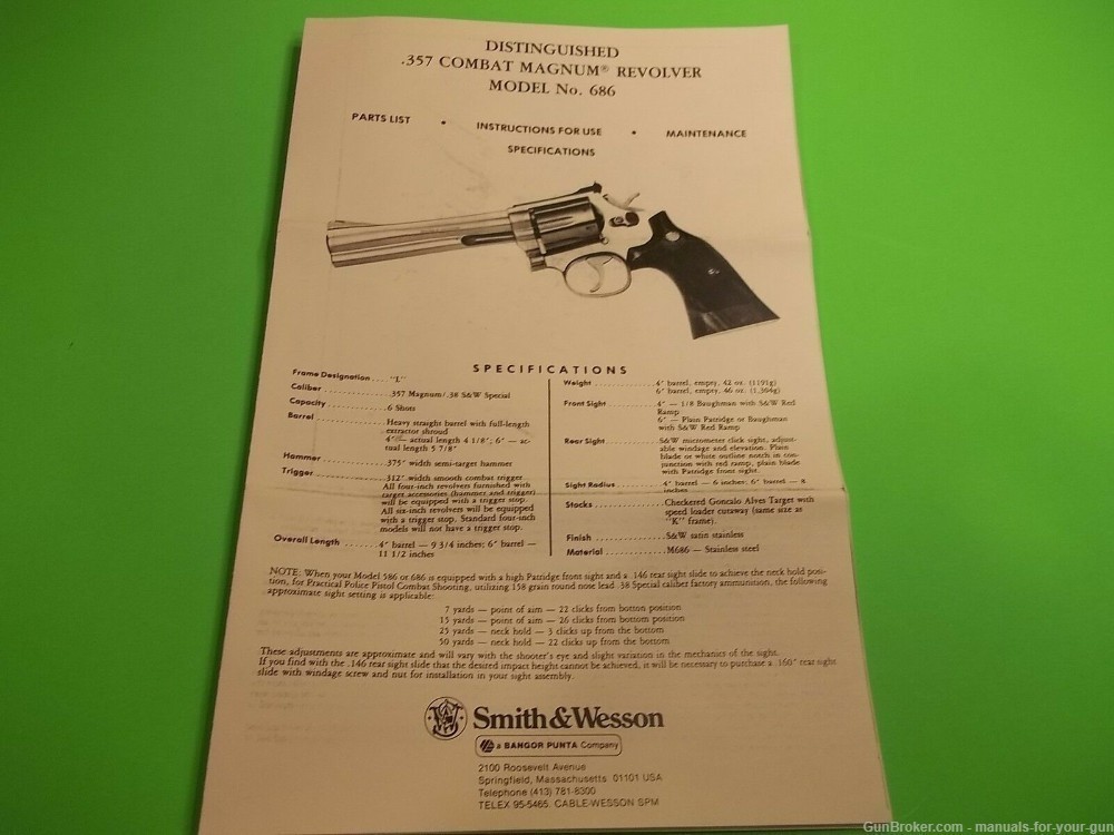 SMITH & WESSON MODEL NO. 686 DISTINGUISHED .357 COMBAT MAGNUM MANUAL (336)-img-2