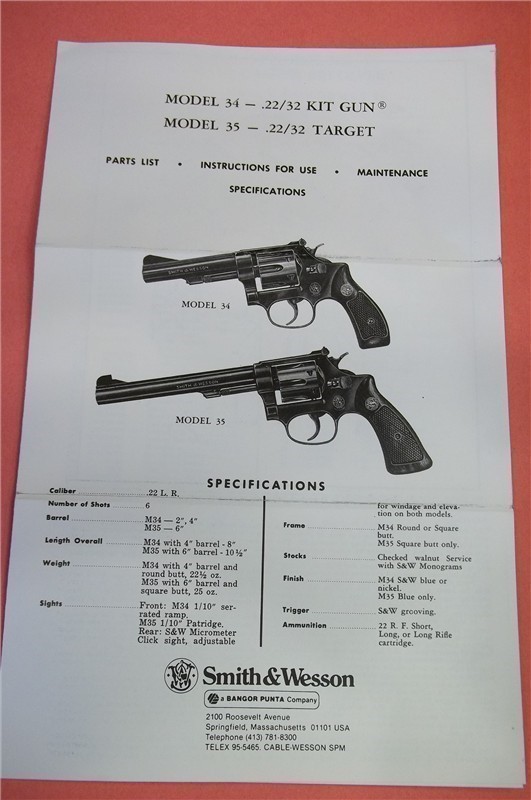 S & W .22/32 KIT GUN & TARGET 34 & 35 MANUAL (328)-img-0