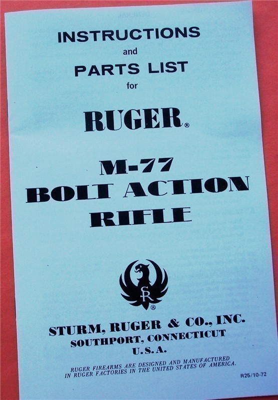 1972 RUGER M-77 MANUAL & PARTS LIST (318)-img-0