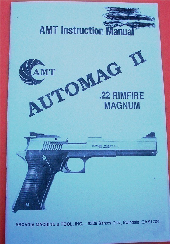 AMT .22 Mag  AUTOMAG II   PISTOL MANUAL (314) -img-0
