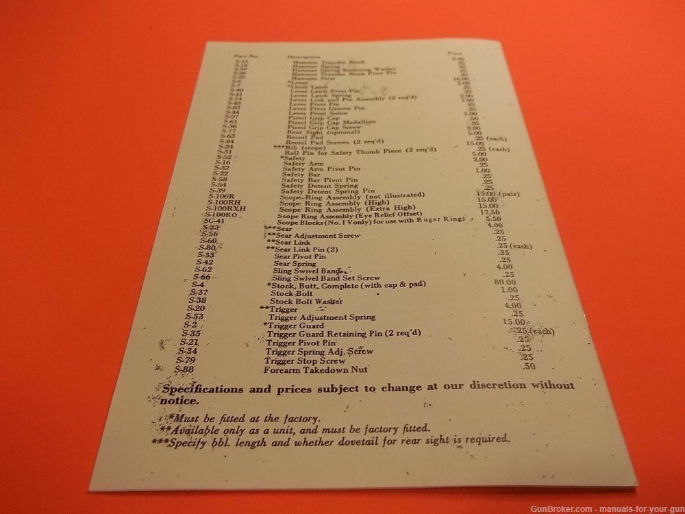 1976 RUGER NO. 1 SINGLE SHOT RIFLE INSTRUCTIONS AND PARTS LIST (302)-img-2