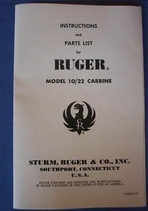 RUGER MODEL10/22 RIFLE INSTRUCTION MANUAL (290)-img-0