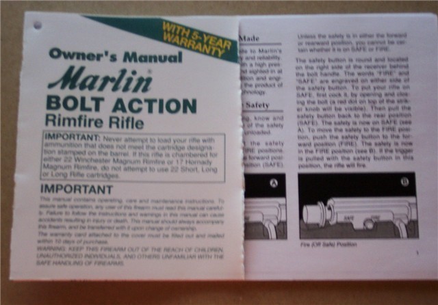 MARLIN BOLT ACTION RIMFIRE RIFLE OWNER MANUAL (286)-img-0