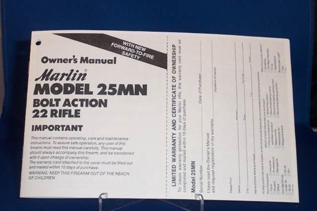 Marlin Model 25MN Bolt Act 22 Rifle  Manual (170)-img-0