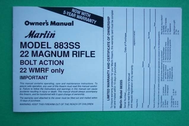 Marlin Model 883SS 22 Magnum Rifle Manual  (28)-img-0