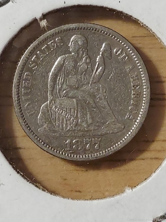1877 SEATED DIME LOVE TOKEN a great gift (E2)-img-1