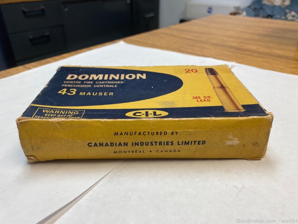 43 Mauser  CIL Dominion 385 gr Lead 11×60mmR NOS  RARE -img-1