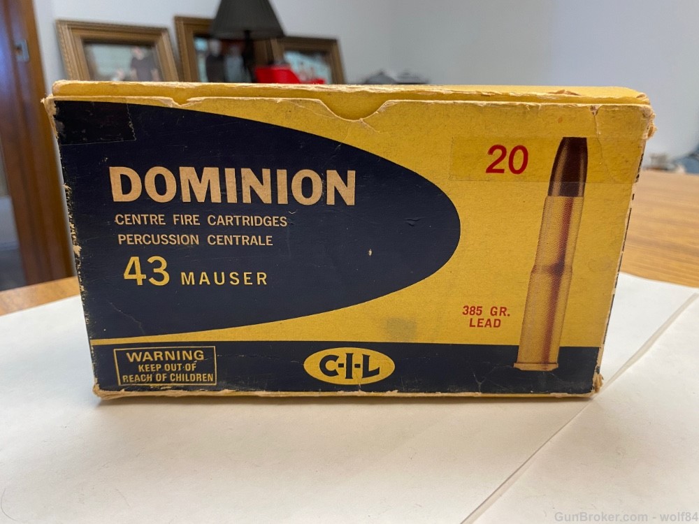 43 Mauser  CIL Dominion 385 gr Lead 11×60mmR NOS  RARE -img-0