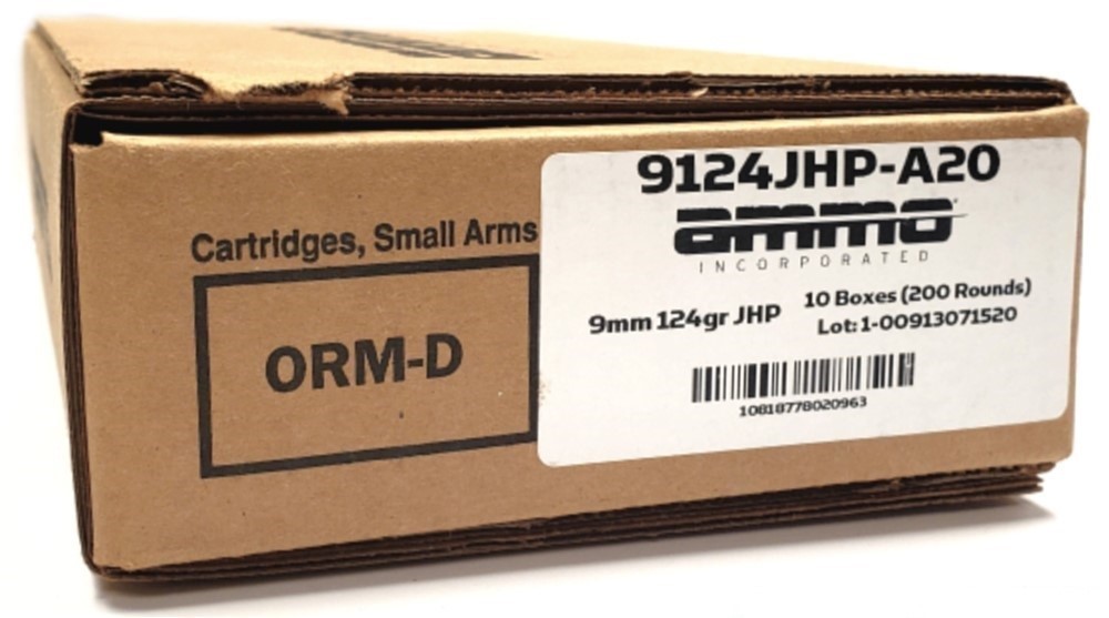 ammo inc hollow point 124 grain new ammo 9124jhp a20 200rds 10 boxes-img-1