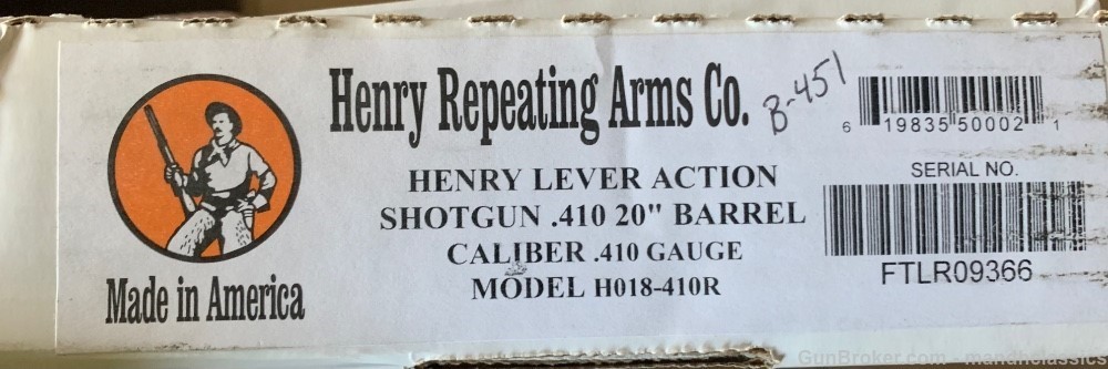 NIB Henry Repeating Arms lever action, 410 Bore, 20" bbl, wood stock-img-13