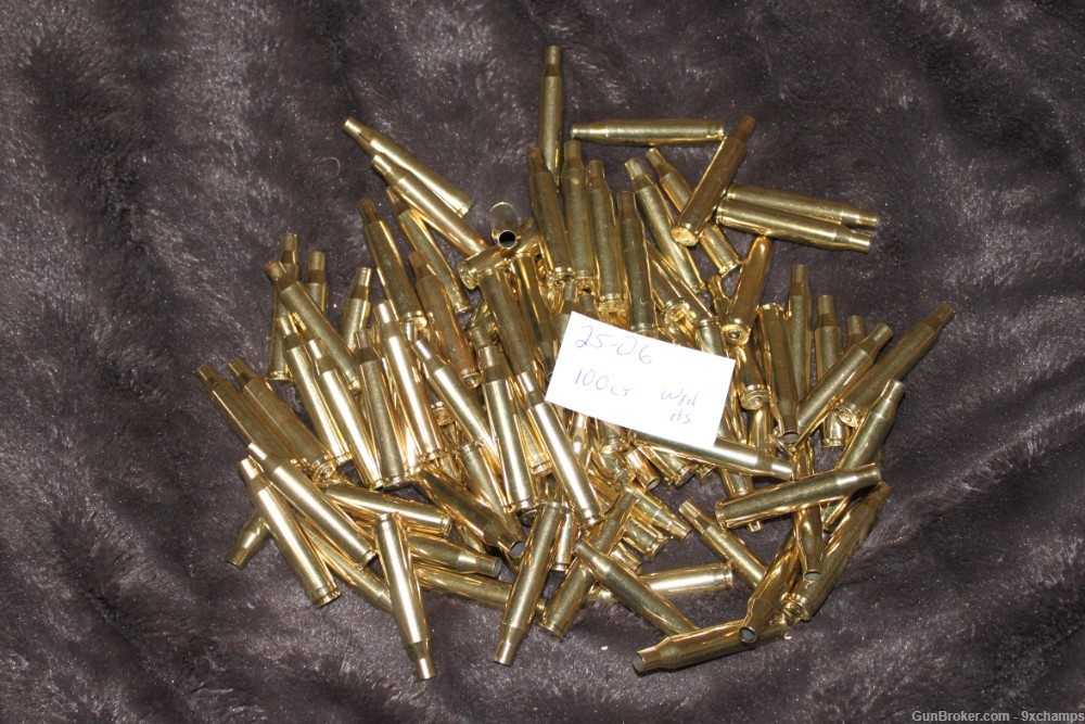 100 pieces 25-06 Brass Winchester headstamp once fired. -img-0