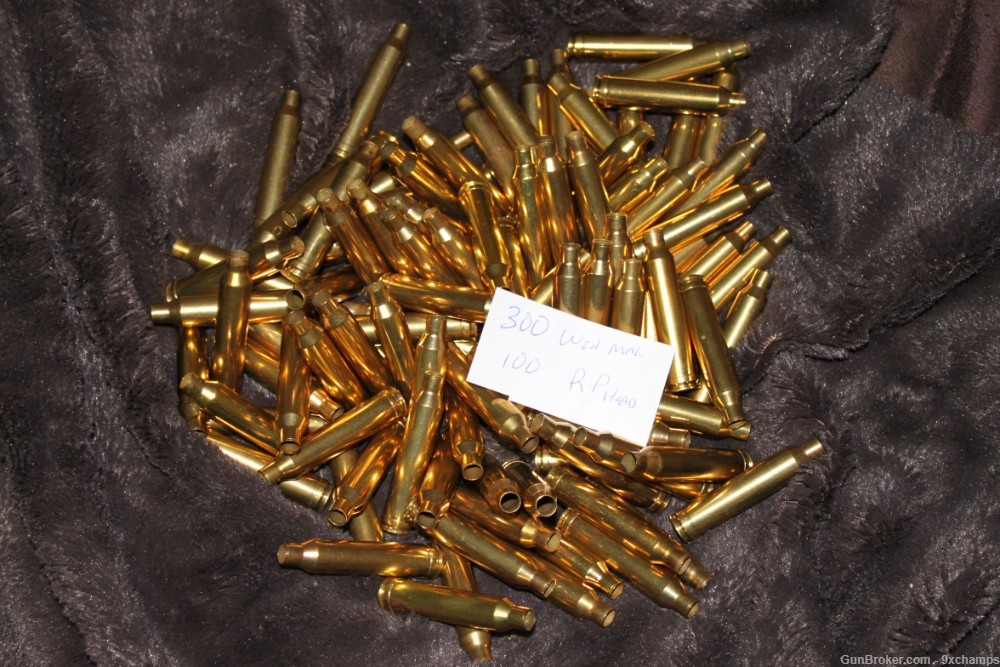 100 pieces 300 Win Mag Brass All once fired Remington Head stamps-img-0