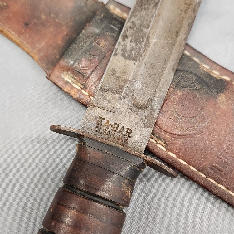 Ka-Bar USMC fighting knife Olean, NY with leather sheath-img-5