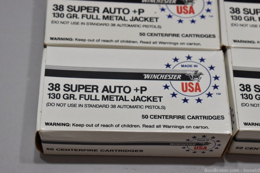 10 Boxes 500 Rds Winchester 38 Super +P 130 G FMJ Q4205 Ammunition -img-1