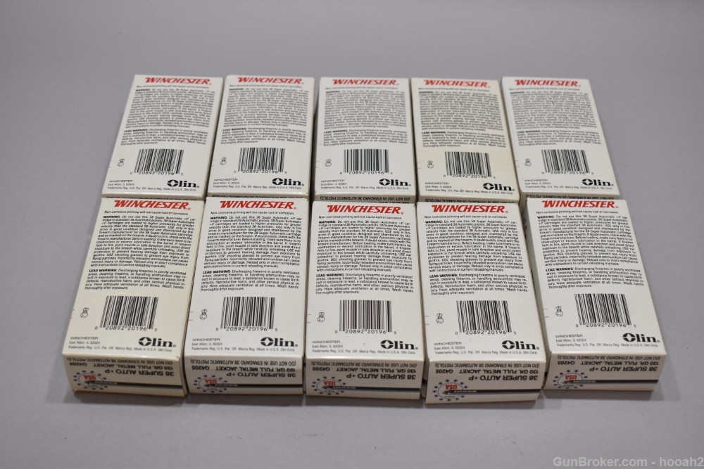 10 Boxes 500 Rds Winchester 38 Super +P 130 G FMJ Q4205 Ammunition -img-2