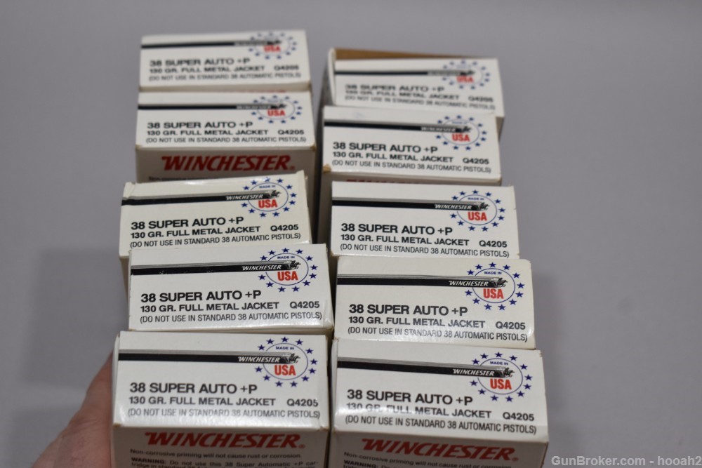 10 Boxes 500 Rds Winchester 38 Super +P 130 G FMJ Q4205 Ammunition -img-4