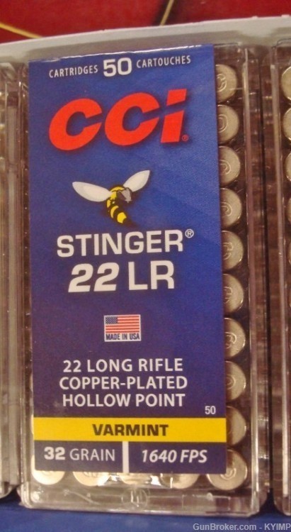 1000 CCI STINGER HP .22 LR 22 High Velocity Copper Plated Hollow Point 0050-img-0