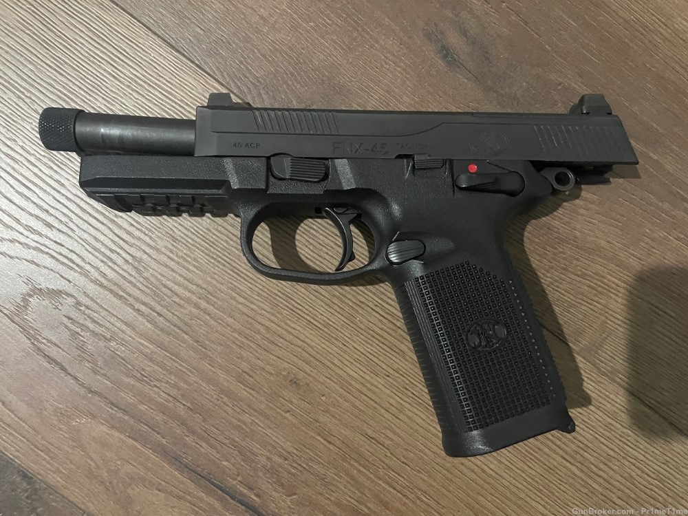 FN FNX-45 Tactical, .45 ACP, Trijicon Optic ready sights, 3-15 round mags-img-0