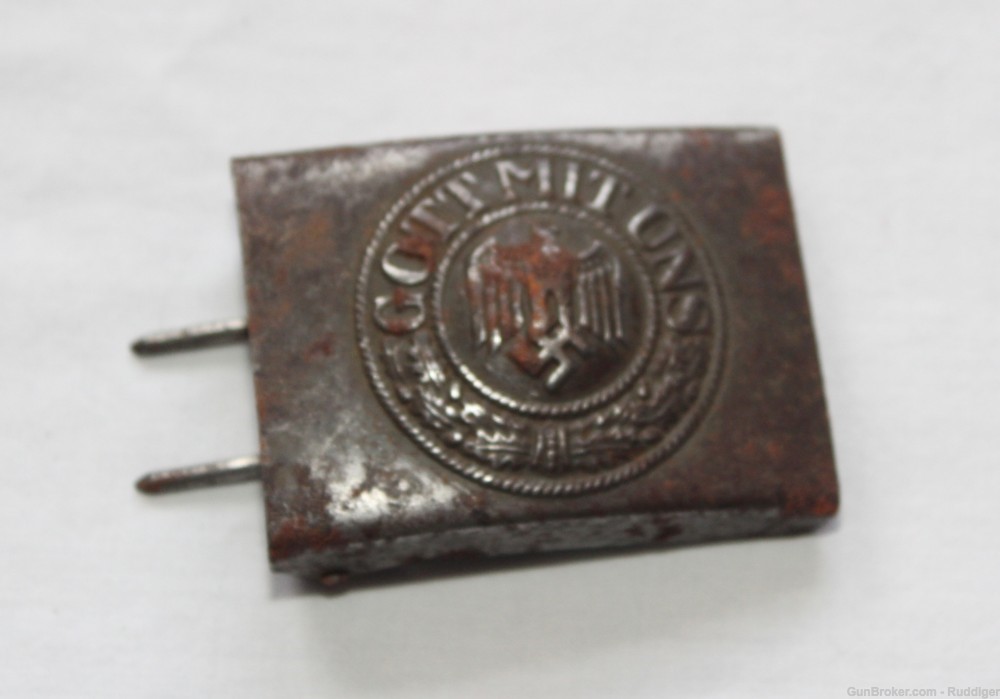 Original German WWII Army Belt Buckle Gott Mit Uns-img-0