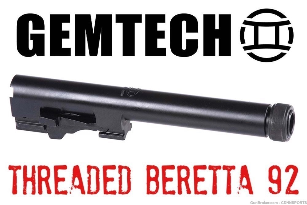 Beretta 92 M9 9mm NEW THREADED BARREL by Gemtech ½x28 w/ Thread Protector-img-0