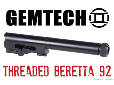 Beretta 92 M9 9mm NEW THREADED BARREL by Gemtech ½x28 w/ Thread Protector