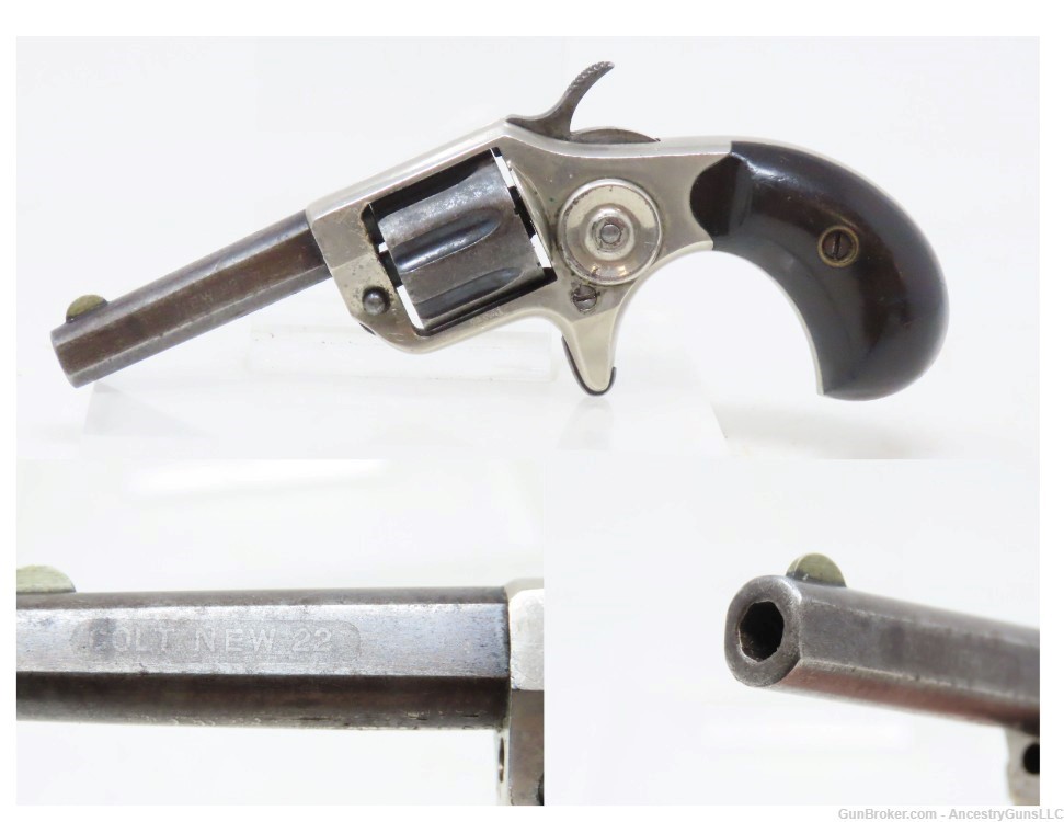 Scarce “PINTO” Antique COLT “NEW LINE” .22 RF ETCHED PANEL Pocket Revolver -img-0