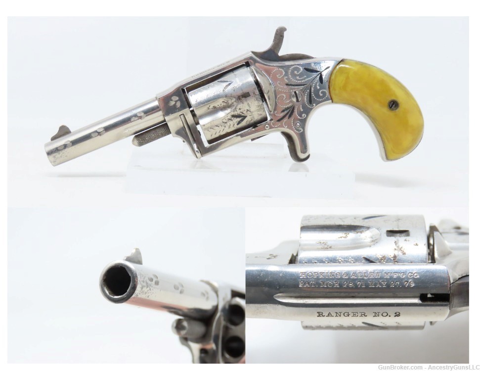 VERY NICE Antique HOPKINS & ALLEN “Ranger No. 2” Revolver .32 RF WILD WEST -img-0