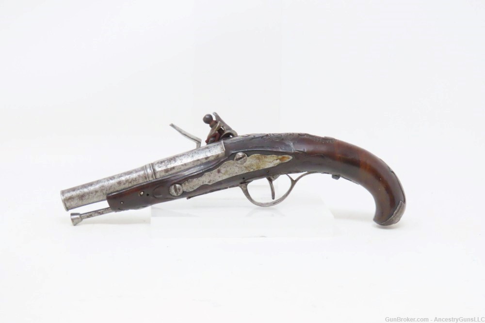 1700s DAINTY EUROPEAN Antique FLINTLOCK Pistol CARVED Stock .32 Caliber-img-12
