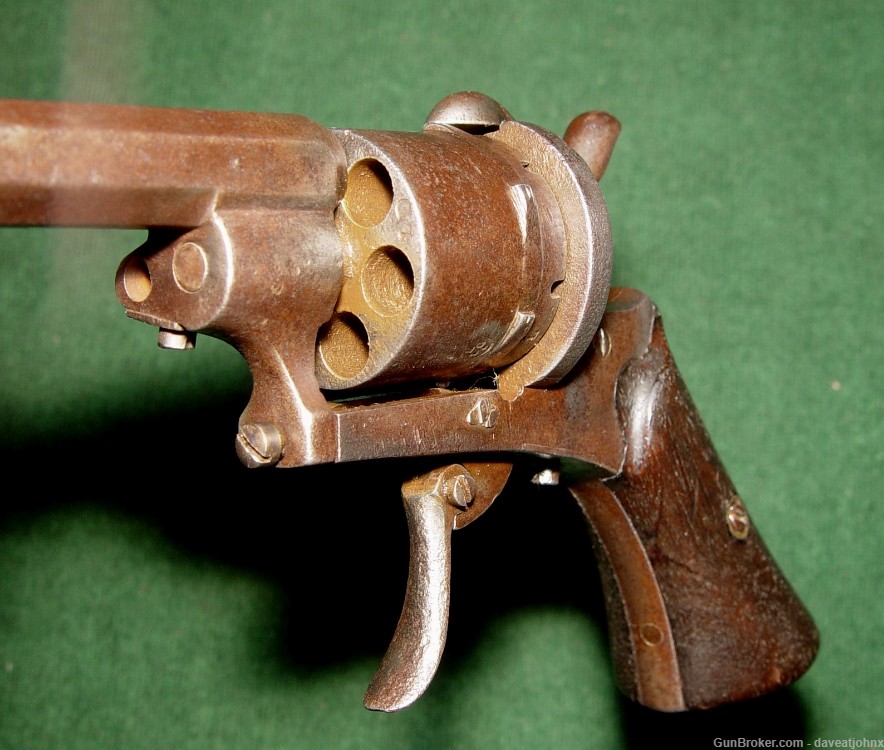 Antique 1860's 7mm Belgian Folding Trigger Pinfire Revolver-img-4