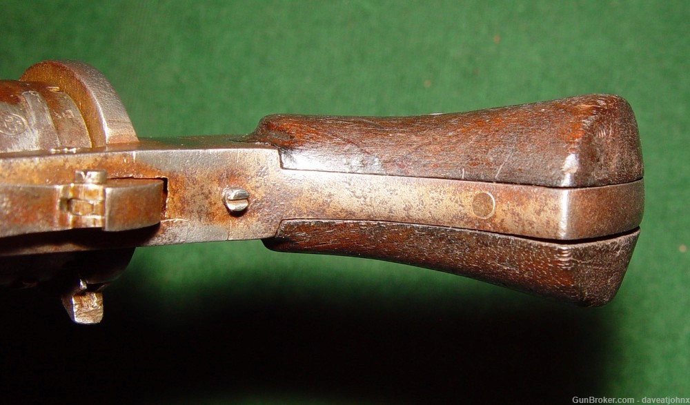 Antique 1860's 7mm Belgian Folding Trigger Pinfire Revolver-img-5