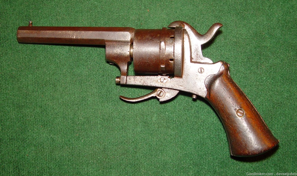 Antique 1860's 7mm Belgian Folding Trigger Pinfire Revolver-img-2