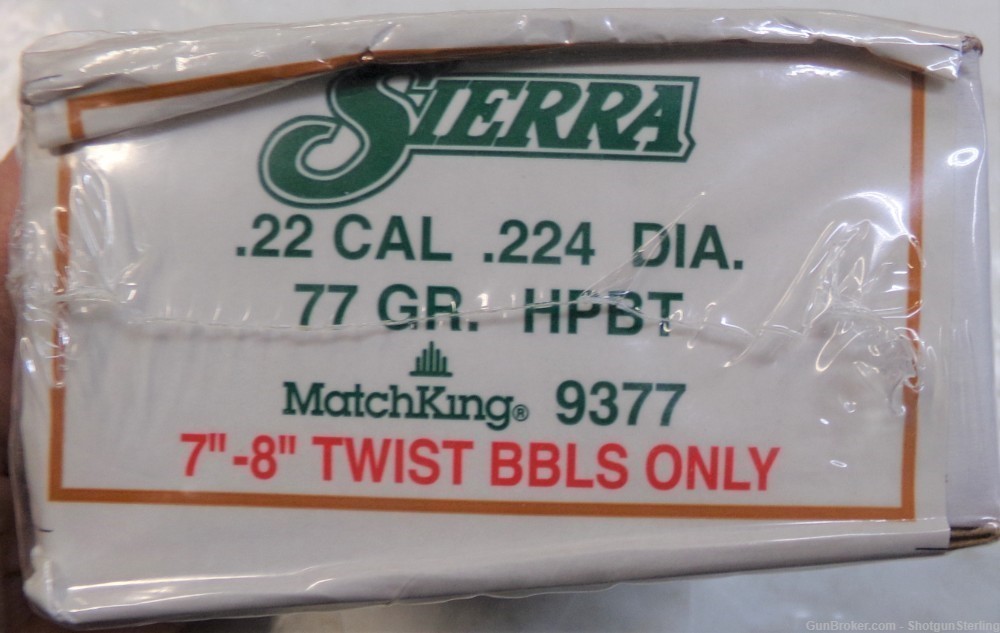 Sierra MatchKing .22 Cal. 77 Gr. Hollow Point Boat-Tail Bullets in 500 ct. -img-0