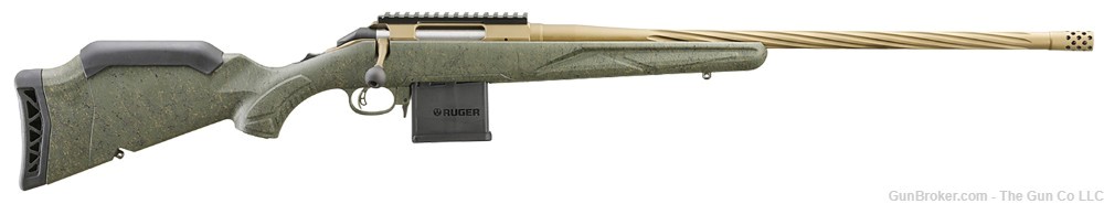 Ruger 46939 American Gen II, 223 Rem, 22" Bronze Fluted Barrel, Green Splat-img-0