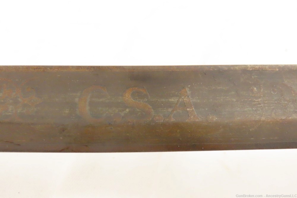  “C.S.A.” Marked Model 1850 Pattern FOOT OFFICER’S Sword Etched Blade BRASS-img-11