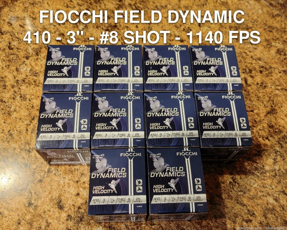 250 Round Case Fiocchi 410 3" #8 Shot 1140 FPS-img-0