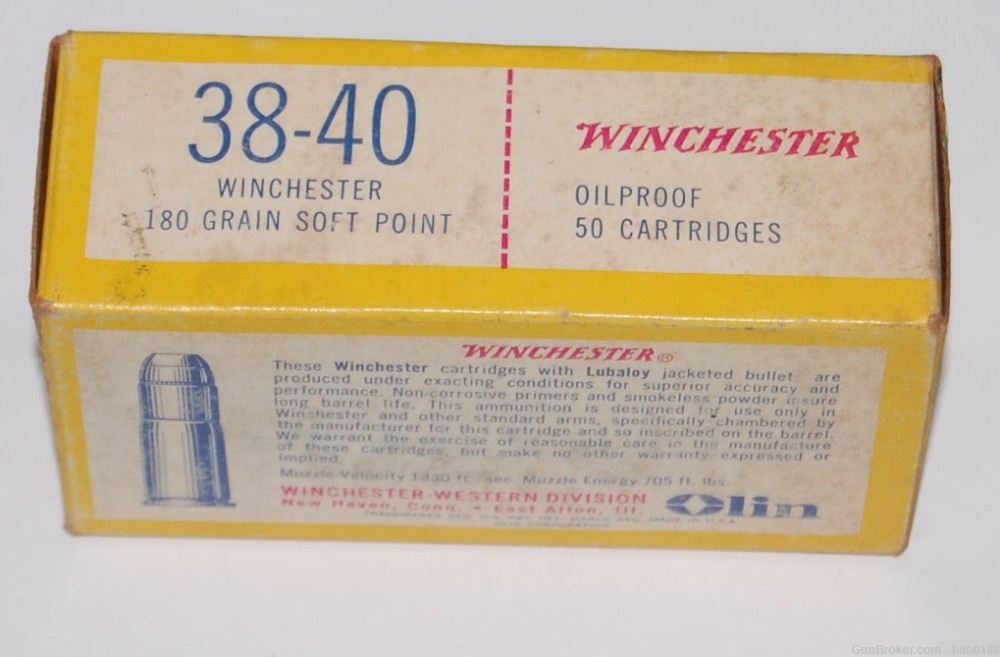 Vintage Full Box of Winchester 38-40 Win w/ 180 gr Soft Point 50 Rounds-img-5