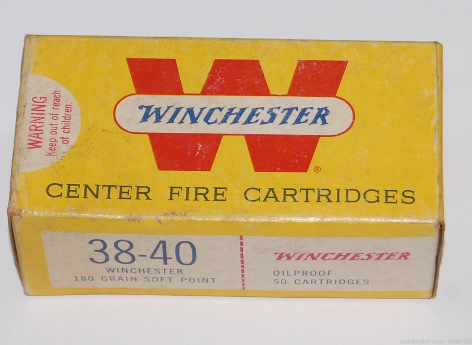 Vintage Full Box of Winchester 38-40 Win w/ 180 gr Soft Point 50 Rounds-img-0